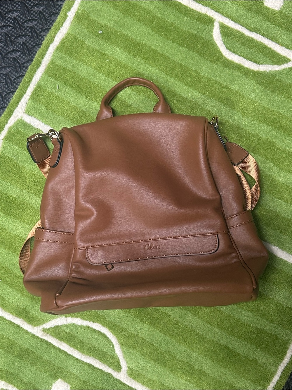 Cluci anti theft Brown Leather Backpack